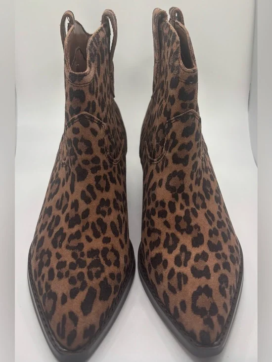 Nine West Abreve Leopard Print Ankle Boot - Brown/Black size 5 - Picture 3 of 7